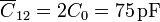 \overline{C}_{12}=2C_0 = 75\,\mathrm{pF}