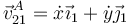 \vec{v}^A_{21}=\dot{x}\vec{\imath}_1+\dot{y}\vec{\jmath}_1