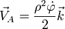 \vec{V}_A=\frac{\rho^2\dot{\varphi}}{2}\vec{k}