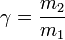 \gamma=\frac{m_2}{m_1}