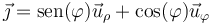 \vec{\jmath}=\mathrm{sen}(\varphi)\vec{u}_\rho+\cos(\varphi)\vec{u}_\varphi