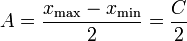A = \frac{x_\max-x_\min}{2}=\frac{C}{2}