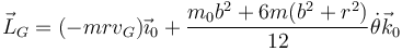 \vec{L}_G=(-mrv_G)\vec{\imath}_0+\frac{m_0b^2+6m(b^2+r^2)}{12}\dot{\theta}\vec{k}_0