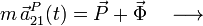 m\!\ \vec{a}_{21}^P(t)=\vec{P}+\vec{\Phi}\quad\longrightarrow\quad