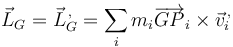 \vec{L}_G=\vec{L}^{\,,}_G=\sum_i m_i\overrightarrow{GP}_i\times \vec{v}^{\,,}_i