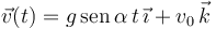 
\vec{v}(t) = g\,\mathrm{sen}\,\alpha\,t\,\vec{\imath} + v_0\,\vec{k}
