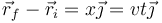 \vec{r}_f-\vec{r}_i=x\vec{\jmath}=vt\vec{\jmath}