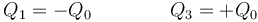 Q_1=-Q_0\qquad\qquad Q_3=+Q_0