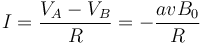 I=\frac{V_A-V_B}{R}=-\frac{avB_0}{R}