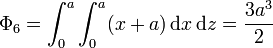 \Phi_6 = \int_0^a\int_0^a (x+a)\,\mathrm{d}{x}\,\mathrm{d}{z} = \frac{3a^3}{2}