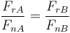 \frac{F_{rA}}{F_{nA}}=\frac{F_{rB}}{F_{nB}}