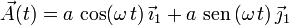 
  \vec{A}(t) = a\,\cos(\omega\,t)\,\vec{\imath}_1 + a\,\,\mathrm{sen}\,(\omega\,t)\,\vec{\jmath}_1
