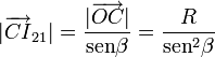|\overrightarrow{CI}_{21}|=\frac{|\overrightarrow{OC}|}{\mathrm{sen}\beta}=\frac{R}{\mathrm{sen}^2\beta}