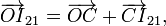 \overrightarrow{OI}_{21}=\overrightarrow{OC}+\overrightarrow{CI}_{21},