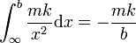 \int_{\infty}^b \frac{mk}{x^2}\mathrm{d}x = -\frac{mk}{b}