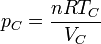 p_C = \frac{nRT_C}{V_C}