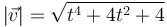 \left|\vec{v}\right| = \sqrt{t^4+4t^2+4} 