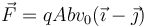 \vec{F}=qAbv_0(\vec{\imath}-\vec{\jmath})