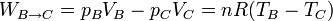 W_{B\to C} = p_BV_B-p_CV_C = nR(T_B-T_C)