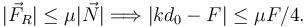 
|\vec{F}_R| \leq \mu|\vec{N}|
\Longrightarrow
|kd_0-F| \leq \mu F/4.
