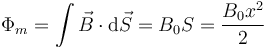 \Phi_m = \int \vec{B}\cdot\mathrm{d}\vec{S}=B_0S = \frac{B_0 x^2}{2}