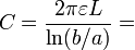 C = \frac{2\pi\varepsilon L}{\ln(b/a)} =
