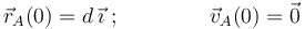 \vec{r}_A(0)=d\,\vec{\imath}\,\,;\,\,\,\,\,\,\,\,\,\,\,\,\,\,\,\,\,\,\,\,\,\,\,\, \vec{v}_A(0)=\vec{0}