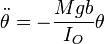 \ddot{\theta}=-\frac{Mgb}{I_O}\theta