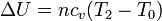 \Delta U = nc_v(T_2-T_0)\,