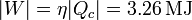 
|W|=\eta|Q_c|=3.26\,\mathrm{MJ}
