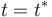 \,t=t^{*}\,\,