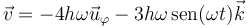 \vec{v}=-4h\omega\vec{u}_\varphi-3h\omega\,\mathrm{sen}(\omega t)\vec{k}