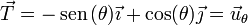\vec{T}=-\,\mathrm{sen}\,(\theta)\vec{\imath}+\cos(\theta)\vec{\jmath}=\vec{u}_\theta