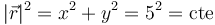 |\vec{r}|^2 = x^2 + y^2 = 5^2=\mathrm{cte}