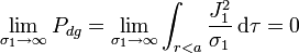 \lim_{\sigma_1\to \infty}P_{dg} = \lim_{\sigma_1\to \infty}\int_{r<a} \frac{J_1^2}{\sigma_1}\,\mathrm{d}\tau= 0