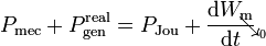 P_\mathrm{mec}+P_\mathrm{gen}^\mathrm{real}=P_\mathrm{Jou}+\frac{\mathrm{d}W_\mathrm{m}}{\mathrm{d}t}\!\!\! \!\!\mathop{\searrow}_{{}_0}