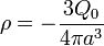 \rho=-\frac{3Q_0}{4\pi a^3}