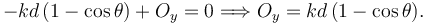 
-kd\,(1-\cos\theta) + O_y=0
\Longrightarrow
O_y = kd\,(1-\cos\theta).
