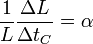 \frac{1}{L}\frac{\Delta L}{\Delta t_C} = \alpha