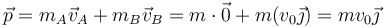 \vec{p}=m_A\vec{v}_A+m_B\vec{v}_B=m\cdot \vec{0}+m(v_0\vec{\jmath})=mv_0\vec{\jmath}