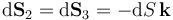 \mathrm{d}\mathbf{S}_2=\mathrm{d}\mathbf{S}_3=-\mathrm{d}S\!\ \mathbf{k}