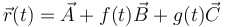 \vec{r}(t)=\vec{A}+f(t) \vec{B}+g(t) \vec{C}