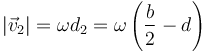 |\vec{v}_2|=\omega d_2= \omega\left(\frac{b}{2}-d\right)