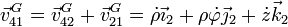 \vec{v}^G_{41}=\vec{v}^G_{42}+\vec{v}^G_{21}=\dot{\rho}\vec{\imath}_2+\rho\dot{\varphi}\vec{\jmath}_2+\dot{z}\vec{k}_2