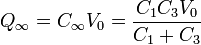 Q_\infty = C_\infty V_0 = \frac{C_1C_3V_0}{C_1+C_3}