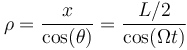 \rho = \frac{x}{\cos(\theta)} = \frac{L/2}{\cos(\Omega t)}