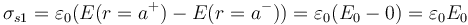 \sigma_{s1}=\varepsilon_0(E(r=a^+)-E(r=a^-))=\varepsilon_0(E_0-0)=\varepsilon_0E_0