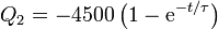 Q_2 = -4500\left(1-\mathrm{e}^{-t/\tau}\right)
