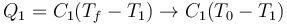 Q_1 = C_1(T_f-T_1) \to C_1(T_0-T_1)\,