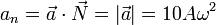 a_n = \vec{a}\cdot\vec{N} = |\vec{a}| = 10A\omega^2